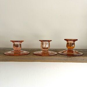 Vintage Pink Depression Glass Candle Holders
